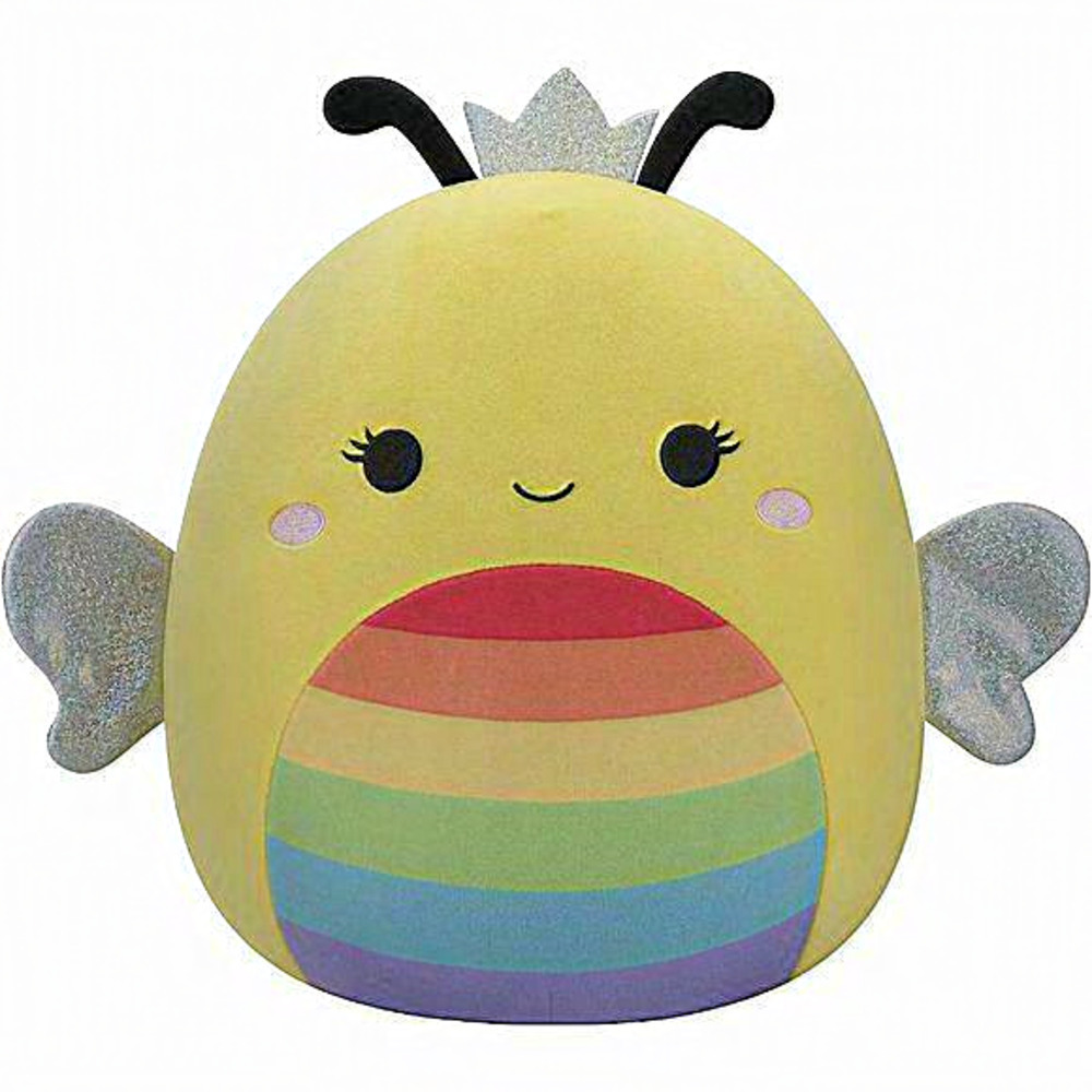 12-Inch Sunny Honey Bee with Rainbow Belly and Silver Crown Plush Toy‎